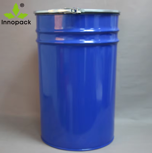 Usine en gros vide <span class=keywords><strong>60</strong></span> <span class=keywords><strong>litres</strong></span> tambour rond en acier bleu avec couvercle à anneau de verrouillage seau rond en métal 60L de bonne qualité pour la peinture - Product Image 2