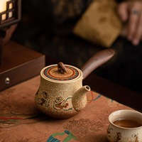 Théière en céramique Dunhuang Flying Apsaras avec poignée latérale, style chinois, luxe léger, vintage, pour la maison, ensemble de thé individuel