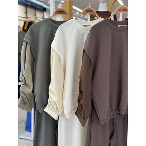 Conjunto de Traje para Mujer S6K Modal, Manga Larga, Tejido Transpirable, Casual, Primavera, Marrón 10249 - Product Image 2