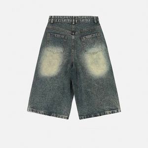 <span class=keywords><strong>Disai</strong></span> Hot Supplier Pantalones cortos de mezclilla de algodón 100% de alta calidad para hombres Vintage lavado perla adornado Baggy Longline Jorts - Product Image 4