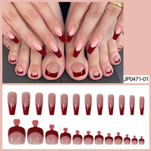 48Pcs Main <span class=keywords><strong>Pied</strong></span> <span class=keywords><strong>manucure</strong></span> Combo Série Faux Ongles Artificiels Ongles Mode Couleur Unie Français Wearable Fini Faux Ongles - Product Image 2