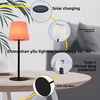 Lampe de table sans fil rechargeable à l'énergie solaire, lumière ambiante LED à intensité réglable par toucher pour chambre à coucher, chevet, camping, jardin, patio, charge USB