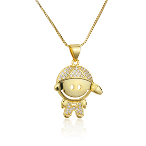 Joyería de moda para mujeres y niños, collar con colgante de Latón chapado en oro con circón, caja de cadena, joyería - Product Image 1