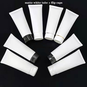부드러운 화장품 튜브 플라스틱 호스 100ml 포장 광택 매트 화이트 화이트 블랙 캡 - Product Image 5
