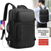 Sac à dos professionnel unisexe en polyester Oxford 36-59L, sacoche pour ordinateur, valise à roulettes, interface de chargement USB, respirant, design incurvé ENGLAND