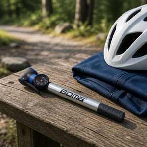 Pompe à vélo en aluminium BOMB 80-120 PSI, outil de gonflage manuel avec manomètre pour le cyclisme - Product Image 1