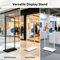 Présentoir sur pied durable et résistant au vent avec base à eau et cadre en acrylique transparent pour affiches, menus et signalétique promotionnelle