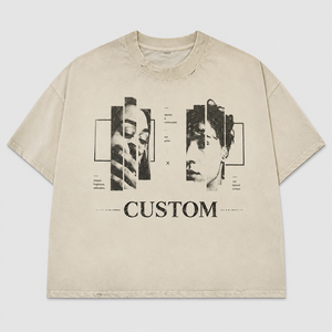 เสื้อยืดพิมพ์ลายกราฟิกสีขาวสไตล์วินเทจทรงบ็อกซี่ผ้าคอตตอนหนาพิเศษสำหรับผู้ชาย แนวสตรีทแวร์ลำลอง ไซส์ใหญ่พิเศษ - Product Image 1