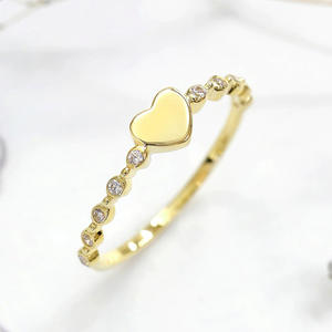 Bague en or jaune Q881 avec diamant taille cœur, diamant naturel, bijou romantique pour femme, alliance en or 14 carats - Product Image 6