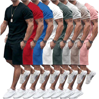 Ensemble court d'été 2 pièces pour homme, t-shirt décontracté à col rond et short à cordon, survêtement streetwear, tenue de jogging, grandes tailles M-3XL