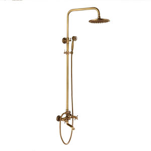 Ensemble de <span class=keywords><strong>douche</strong></span> de luxe <span class=keywords><strong>en</strong></span> laiton de style europé<span class=keywords><strong>en</strong></span> doré avec robinetterie vintage élévatrice eau froide et chaude et douchette pour <span class=keywords><strong>baignoire</strong></span> - Product Image 1