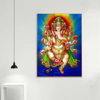 Dekorasi rumah kecil Poster gantung dinding Bohemian Batik etnik payet dicetak Hindu Tuhan Tuhan Ganesha di kanvas seni dinding