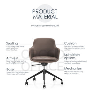 Silla de oficina giratoria de tela de cuero de elegancia nórdica de ocio moderna con base de aluminio para mesas y sillas de oficina y conferencias - Product Image 4