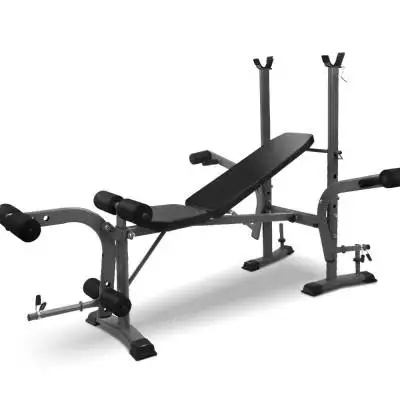Adjustable Multifunction Weight Bench with Weights and Bar Set Dumbbell Press Home Gym Free Weight Equipment Squat Rack