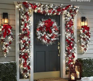 Venta al por Mayor de Fábrica, Modelo 2025, Coronas Navideñas, Adornos de Árbol Invertidos, Corona de Flores con Efecto de Nieve - Product Image 3