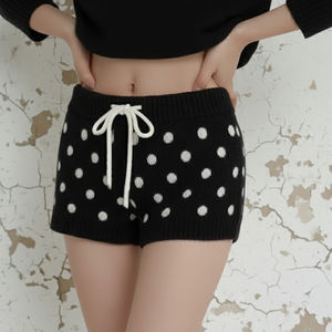 Pantalones Cortos de Punto con Estampado de Lunares para Mujer, Pantalones Cortos Casuales de Moda con Cintura Elástica, Pantalones Cortos Versátiles y Cómodos para Descansar - Product Image 4