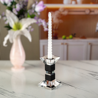 Porte-bougie en cristal noir transparent, bloc géométrique, bougeoir octogonal, base carrée, décoration moderne pour la maison, table à manger