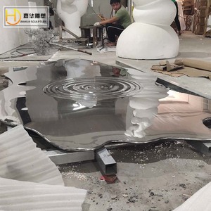 Jiahua Stainless Steel Water Ripple Sculpture Irregular Mirrored Outdoor Garden Ornament - Product Image 3