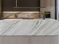 Dalles de marbre blanc Ajax pour comptoirs de cuisine, dessus de vanité, grands carreaux de sol, marches d'escalier, revêtements muraux et meubles en pierre