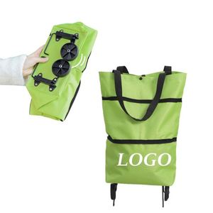 Wholesale Shopping <b>Trolley</b> Bag Fashionable Oxford Cloth <b>Foldable</b> Shopping Tote Bag with Wheels - Product Image 2