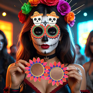 Gafas Divertidas con Marco de Calavera y Cactus para Fiesta del Día de la Independencia Mexicana 2026, Gafas Brillantes para el Día de Muertos, Accesorios para Fotos - Product Image 3
