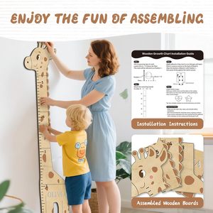Tableau de croissance mural en <span class=keywords><strong>bois</strong></span> pour enfants, mesure de la taille, thème Château Licorne, pour <span class=keywords><strong>chambre</strong></span> d'enfant - Product Image 4