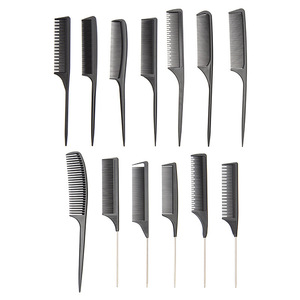 Peigne de coiffure professionnel en fibre de carbone à queue pointue, grande taille, noir - Product Image 2