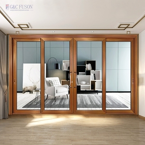 Fuson Hẹp Khung Đôi Tempered Tráng Men Nhôm Cửa Trượt Cửa Hàng Phía Trước Cửa Kính Lớn Cửa Trượt - Product Image 1