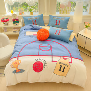 Basketball Theme Polyester Bedsheet Cover 4 Pcs Embroidery Contton Duvet Cover <strong>Bedding</strong> Set for <strong>Teenager</strong> - Product Image 5