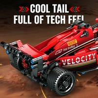 En gros, Ensemble de blocs de construction en plastique DIY, modèle de voiture de course à l'échelle, compatible avec les voitures de sport rouges, pour enfants