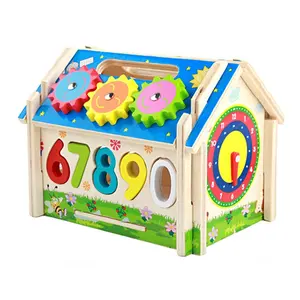 モンテッソーリ一般デジタル知恵デジタルホーム木製多機能知恵家子供3d木製パズルおもちゃの家