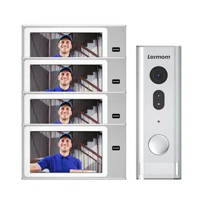 Lermom Villa Interphone 4 Wire Video Doorbell video tür sprechanlage system 7 zoll verdrahtete smart monitor