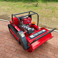 Cortadora de Césped a Control Remoto HIGHTOP Diesel, Equipo de Corte de Césped con Orugas y Dirección Flexible de 360 Grados