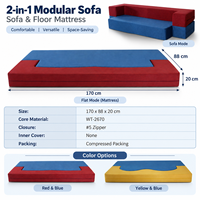 Canapé modulable bloc-couleur, housses amovibles à zip, assise en mousse compressible, canapé de sol pour salon et lounge