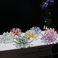 Feng Shui Hadiah Agama Ornamen Lotus Kristal, Dekorasi Pernikahan Pemberat Kertas Lotus K9
