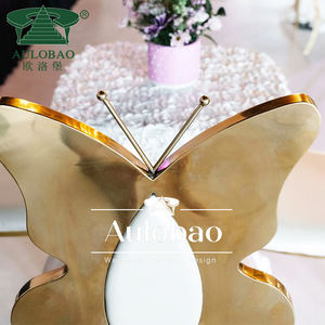 เก้าอี้จัดงานแต่งงานทำจากสเตนเลสสตีลทรงผีเสื้อด้านหลังเป็นสีทอง - Product Image 2
