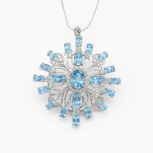 Colgante de topacio azul de diseño en plata de ley 925 con baño de rodio, colgante de topacio suizo, joyería de cristal, piedra preciosa de plata. - Product Image 2