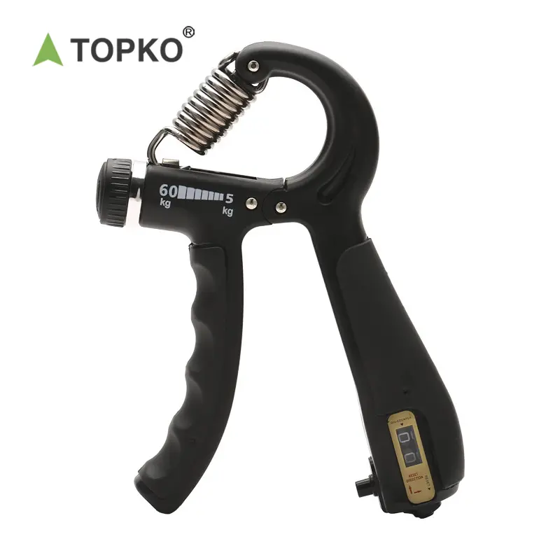 TOPKO adjustable counting gripper gym fitness power strength hand exercises grip strengthener trainer device