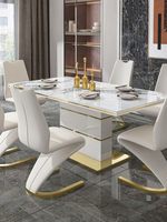 Ensemble table et chaises pliantes en métal, style sirène, avec plateau en porcelaine brillante, design moderne et minimaliste, luxe léger, pour petite salle à manger domestique
