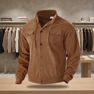 <b>Men's</b> <b>Corduroy</b> Stand Collar <b>Jacket</b> Casual Outerwear for Autumn Winter - Product Image 3