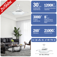 Ventilateur de plafond 1stshine avec télécommande, OEM/ODM, économie d'énergie, innovant, durable, décoration intérieure, pales rétractables stables, avec lumière LED