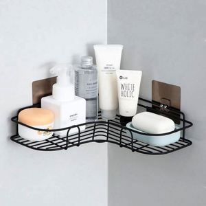 Wholesale No Drilling Metal Shower Caddy Bathroom <b>Corner</b> Rack Adhesive Modern Multi-functional Non-Folding Space-Saving <b>Wall</b> - Product Image 3
