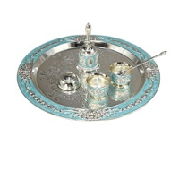 Assiette de présentation de fruits secs et de noix en métal argenté à motif animalier écologique avec services de vaisselle émaillée, style américain, pour fêtes