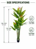 Künstliche Paradiesvogelblume im Topf, Künstlicher Strelitzienbaum mit Variegateten Blättern, Tropische Pflanze für Heim, Büro, Hotel, Bodendekoration
