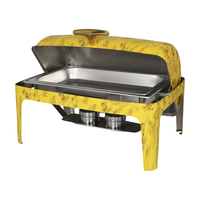 Fournitures pour hôtels et restaurants : Ensemble de réchauds de buffet rectangulaires chauffants 9L, couleur or jaune, avec motif marbré