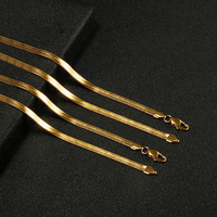 Collier chaîne chevrons couleur or pour hommes et femmes, collier chaîne serpent plate, bijoux hip-hop, accessoires de mode, cadeau de bijoux