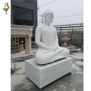 Statue de <span class=keywords><strong>Bouddha</strong></span> sculptée à la main en marbre, <span class=keywords><strong>design</strong></span> antique, position lotus transparente, <span class=keywords><strong>Bouddha</strong></span> assis blanc en méditation, garantie 5 ans - Product Image 4
