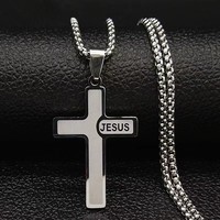 Nouvelle Tendance Bijoux Vente Directe Usine Jésus Collier Croix en Acier Titane Meilleure Vente Transfrontalière Vente en Gros