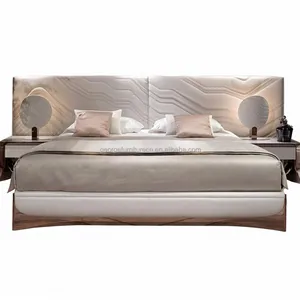 Кровать размера «king-size» из массива дерева и новейшего дизайна для гостиничной мебели, спальные наборы с 5 звездами