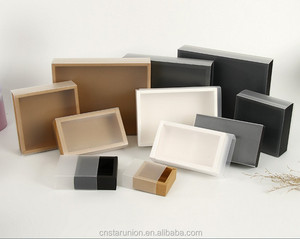 Großhandel und anpassen ausziehbare Schublade Geschenk boxen recyceltes Material Kraft papier Schublade Schieber Geschenk boxen mit klarem PVC-Fenster - Product Image 4